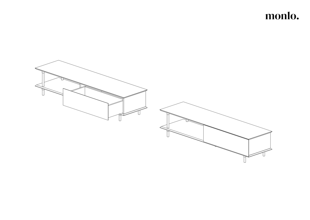 Szafka RTV Contra, rysunek z wymiarami